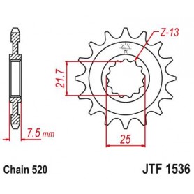 OEM Type Rubber Cushioned Front Sprocket. JTF1536.16RB