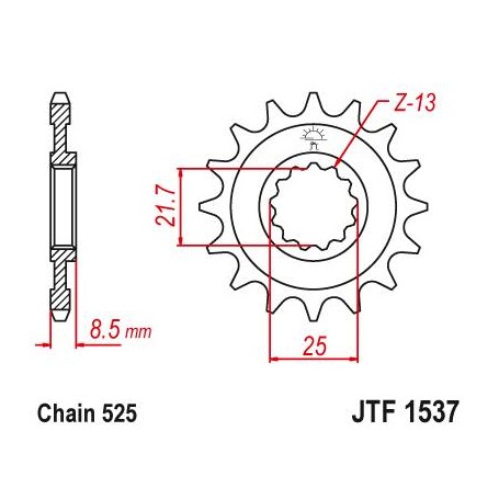 OEM Type Rubber Cushioned Front Sprocket. JTF1537.15RB
