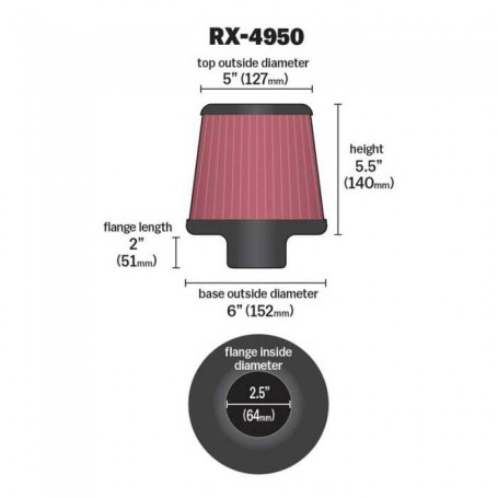 RX-4950 K&N Universal X-Stream Clamp-On Air Filter